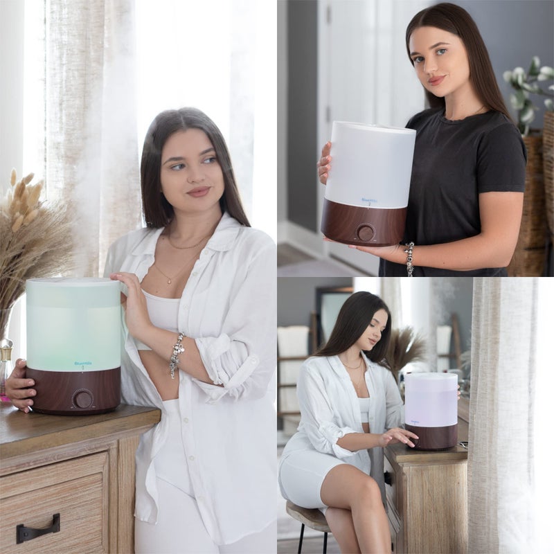 BlueHills Premium 4000 ml XL Essential Oil Diffuser 4L 4 Liter 70 Hour Run Humidifier Aromatherapy 1 Gallon Big Capacity High Mist Output for Extra Large Room Home Mood Lights Dark Wood Grain E402 - Image 2
