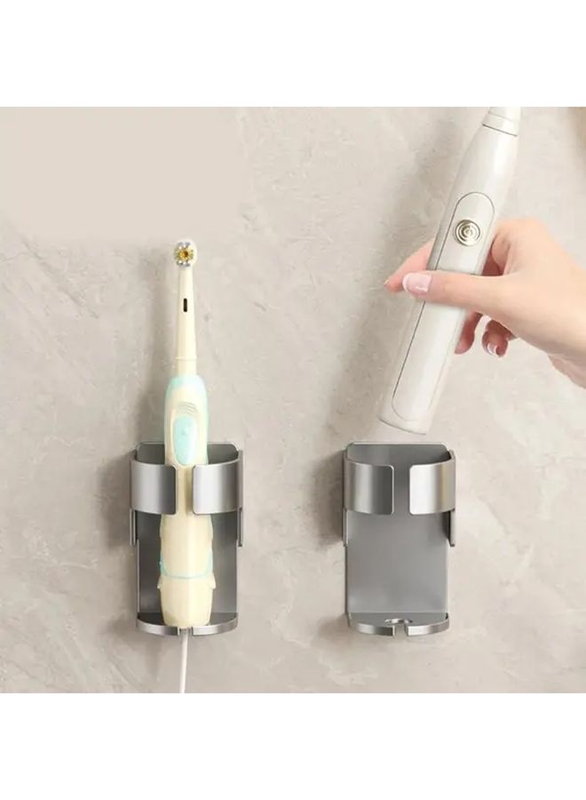 Grey Aluminum Electric Toothbrush Holder No Drill For Brushes Up To 37mm - Image 2