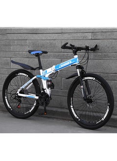 amin 26 Inch Folding Mountain Bike, 24 Speed Full Suspension High-Carbon Steel MTB Foldable Bicycle, Dual Disc Brake Non-Slip Folding Bikes for Adults/Men/Women, Shock Absorption, 10-Blade Wheel  - Image 2