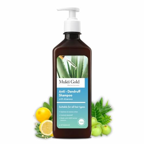 Axiom Mukti Gold Anti-Dandruff Shampoo 400Ml With Aloe Vera | Hydrates & Restores Shine | Controls Dandruff | Made With 100% Herbal Extracts | Ph Balanced - Image 1