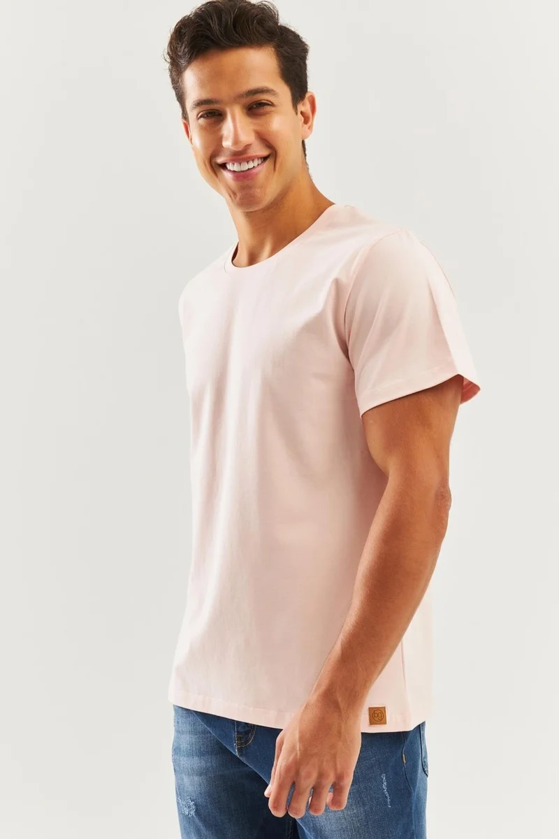 Butikgiz Powder Oversize ComfortableCotton Combed Crew Neck Short Sleeve Basic T-Shirt Trendy Collection