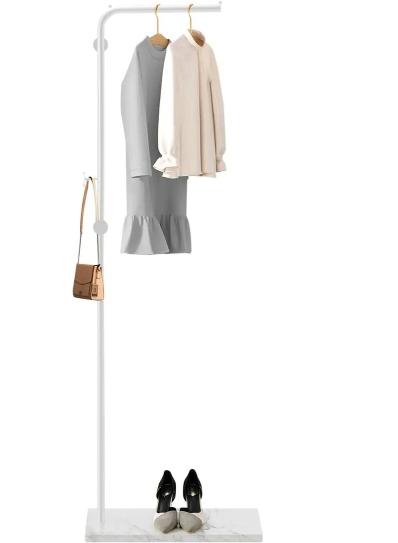 Y&D Metal Coat Rack White Coat Rack Freestanding with 3 Hooks and Marble Base Floor-standing Coat Stand Floor Hanger 170CM  - Image 4