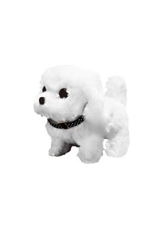 Electric Simulation Animal Plush Pet Dog Small White Rabbit Beating Sound Adorable Pet Teddy Dog Husky Tail Swing-Colors:White Little Bear-Specifications:Send Ordinary Battery