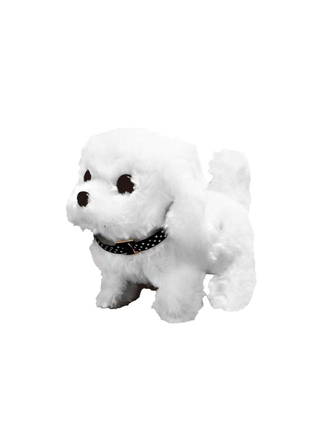 Generic - Electric Simulation Animal Plush Pet Dog Small White Rabbit Beating Sound Adorable Pet Teddy Dog Husky Tail Swing-Colors:White Little Bear-Specifications:Send Ordinary Battery - Image 1