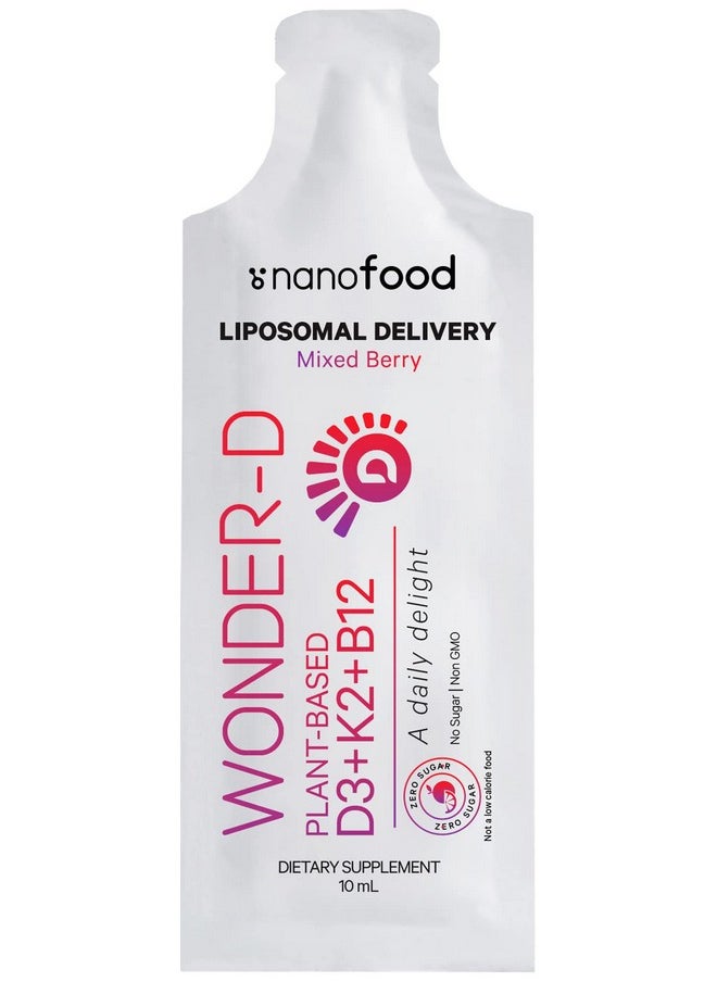 Codeage Codeage Liposomal Vitamin D3 Liquid Supplement Sachet, Wonder-D Cholecalciferol Vegan Liquid Multivitamin, Plant-Based Vitamins K2 B12, Non-GMO Phospholipids, Vitamin E, Berry Flavor - 30 Pouches  - Image 4