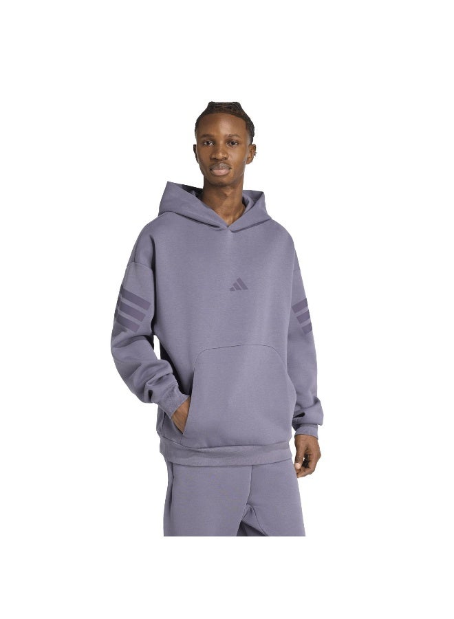 Adidas M Fi 3S Hd Purple Hooded Sweat Sweatshirts For Men - Image 1