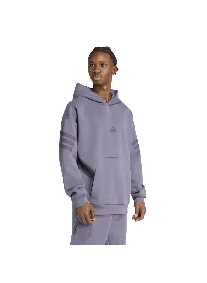 Adidas M Fi 3S Hd Purple Hooded Sweat Sweatshirts For Men - Image 4