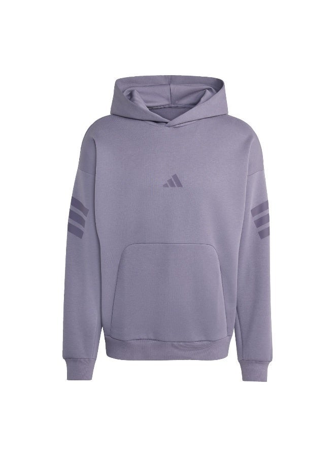 Adidas M Fi 3S Hd Purple Hooded Sweat Sweatshirts For Men - Image 2