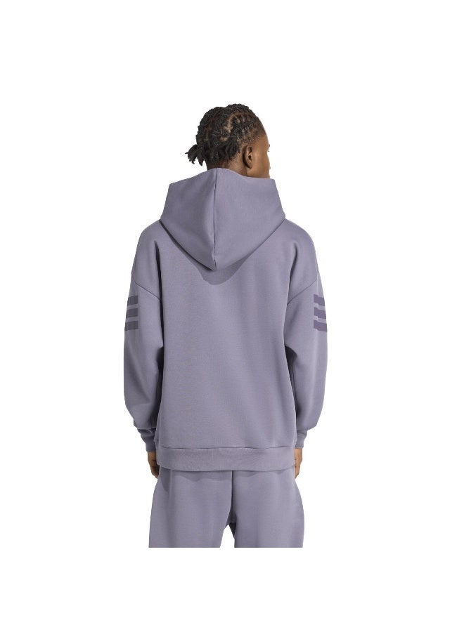 Adidas M Fi 3S Hd Purple Hooded Sweat Sweatshirts For Men - Image 3