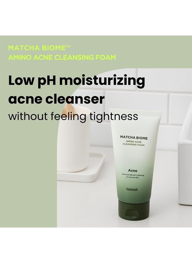 Heimish Matcha Biome Amino Acne Cleansing Foam 150ml, Acne Cleanser, Soothing & Refreshing, Calming, Hydrating, Daily Facial Cleanser, Normal to Sensitive Skin, Removes Dead Cells  - Image 2