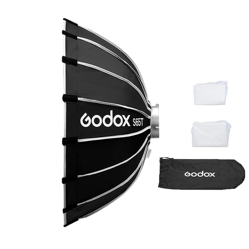 Godox S65T 65cm/25.6in Quick Release Umbrella Softbox Professional Foldable Softbox with Standard Bowen Mount & Diffusers for Photography Studio Photography (65cm/25.6in Softbox) - Image 1