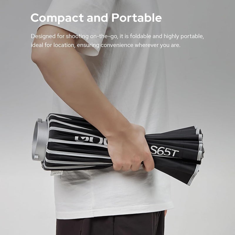 Godox S65T 65cm/25.6in Quick Release Umbrella Softbox Professional Foldable Softbox with Standard Bowen Mount & Diffusers for Photography Studio Photography (65cm/25.6in Softbox) - Image 4