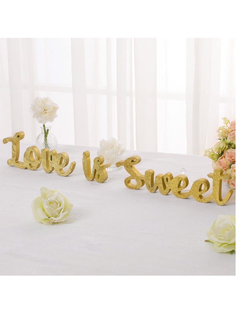 Love Is Sweet Table Decor, Wooden Love Is Sweet Sign, Wedding Table Decorations for wedding tables, Rustic Wedding, Decoration wedding signs Gold - Image 1