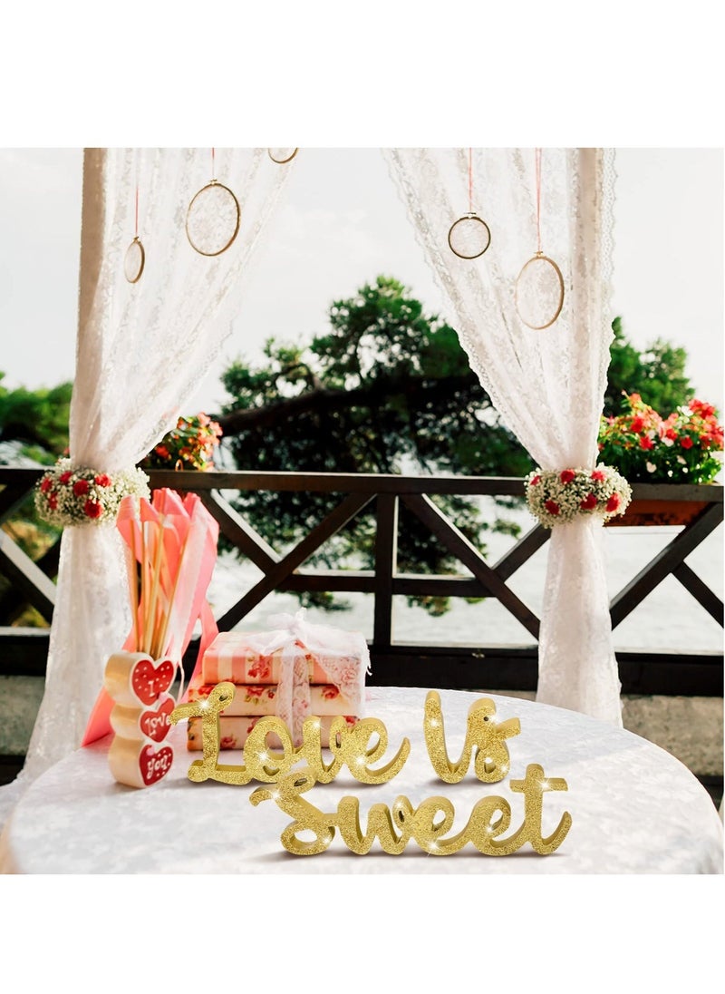 Love Is Sweet Table Decor, Wooden Love Is Sweet Sign, Wedding Table Decorations for wedding tables, Rustic Wedding, Decoration wedding signs Gold - Image 2