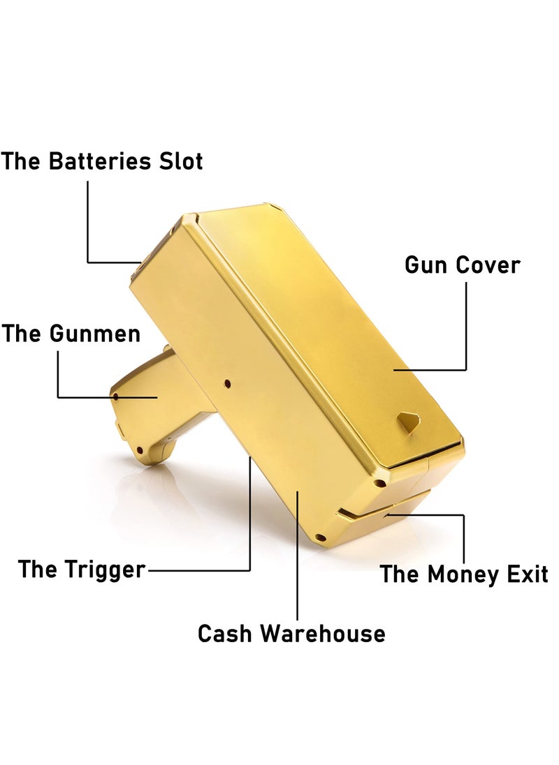 KASTWAVE Golden Money Shooter, Make it Rain/Spray Money Gun Paper Playing Toy, Super Money Gun Make it Rain Toy Gun, Handheld Spray Cash Gun for Game Movies Party Supplies  - Image 3