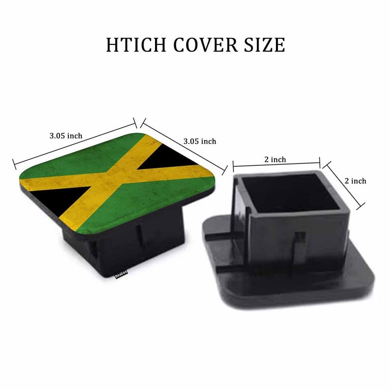 Beabes Jamaica Flag Trailer Hitch Covers Jamaican National Flag Heavy Duty Receiver Tube Cover 2 Inch  Towing Hitch Plug Covers Hitch Caps for RVs SUVs Trucks and Cars - Image 2