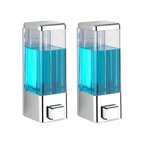 Twizzle ABS Plastic Wall Mounted Soap Shampoo Conditioner Hand Wash Gel Dispenser Liquid Soap Sanitizer Dispenser for Bathroom Basin Kitchen Sink 350 Ml Pack of 2 Chrome Plated - Image 4