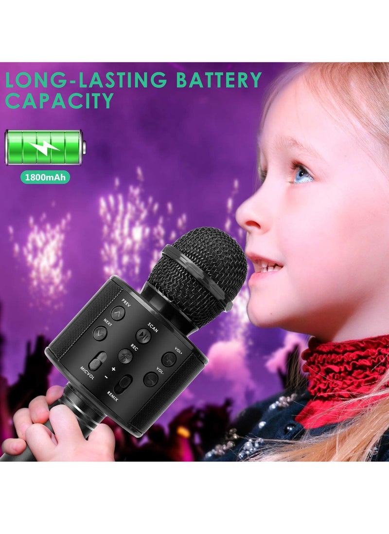 null - 5-In-1 Wireless Bluetooth Karaoke Microphone Recorder, Speakerphone, Handheld Microphone With Adjustable Fm Remix Radio For Kids Teens Girls And Boys (Blue) - Image 1