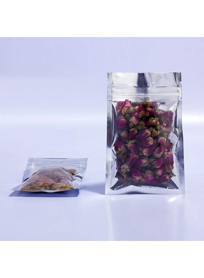 PABCK 100 Clear Silver Reclosable Mylar Zip Lock Bags Aluminum Foil aging Plastic Valve Zipper Pouches Bulk Food Storage Coffee Candy Foil Grip Seal Wrap 8.5x14cm (3.3"x5.5") 43234-860 - Image 5