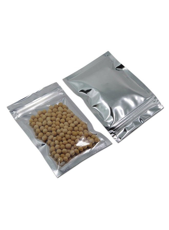 PABCK 100 Clear Silver Reclosable Mylar Zip Lock Bags Aluminum Foil aging Plastic Valve Zipper Pouches Bulk Food Storage Coffee Candy Foil Grip Seal Wrap 8.5x14cm (3.3"x5.5") 43234-860 - Image 4