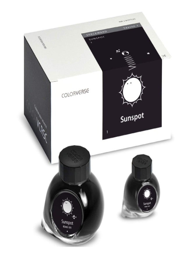 Colorverse Sunspot | Black | Fountain Pen Ink Bottles | 65ml & 15ml | Dye Based | 2 Bottle Set | Spaceward Series - Image 1