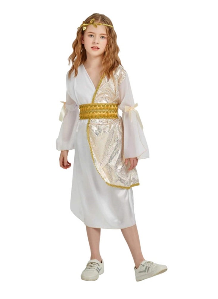 Al Aoyama Girls Greek Princess Dress Costume,  Athena Queen Outfit for Stage Performance,  Halloween Royal Dress for Kids Children  - Image 1