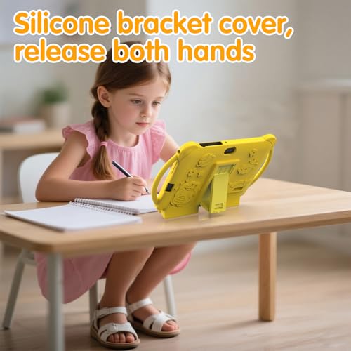 PEICHENG Kids Tablet 7 inch Android 12.0 for Toddler, 4GB RAM 32GB ROM Bluetooth IPS Screen Parental Control Dual Camera Shockproof Case for Educational Games (Yellow) - Image 5