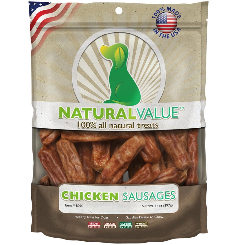 Loving Pets Natural Value Chicken Sausages - Soft Jerky Dog Treats for Large & Small Breeds - Healthy Gluten, Wheat, Soy & Grain Free Pet Treats for Dogs - Image 1