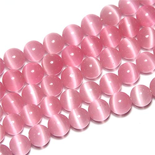 LIFAVOVY 8mm Pink Cat Eye Beads Round Semi Precious Gemstone Loose Beads for Jewelry Making (47-50pcs/strand) - Image 4