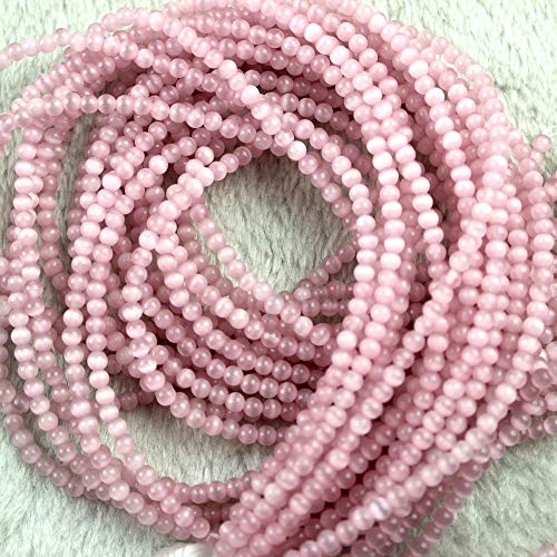 LIFAVOVY 8mm Pink Cat Eye Beads Round Semi Precious Gemstone Loose Beads for Jewelry Making (47-50pcs/strand) - Image 3