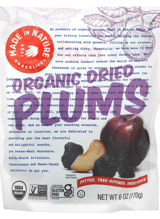 MADE IN NATURE Organic Dried Plums 6 oz (170 g)