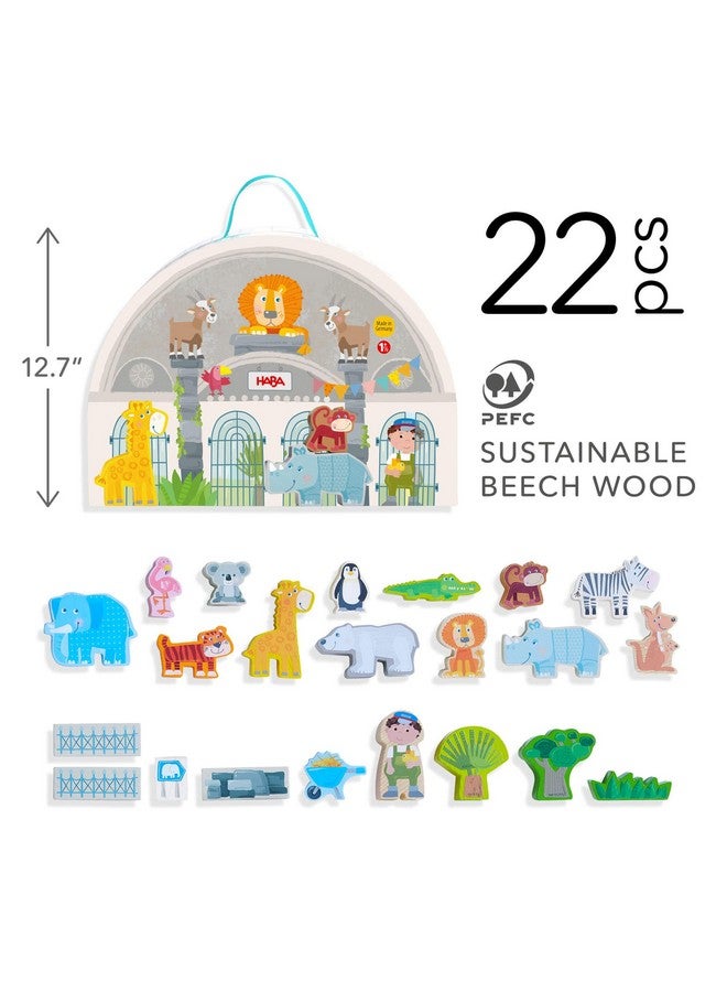 HABA Wooden Animal Playset - Play World at The Zoo, STEM Educational Toy with Zoo Animals & Accessories, Preschool Learning Toy for Ages 2+, Made in Germany - Image 4
