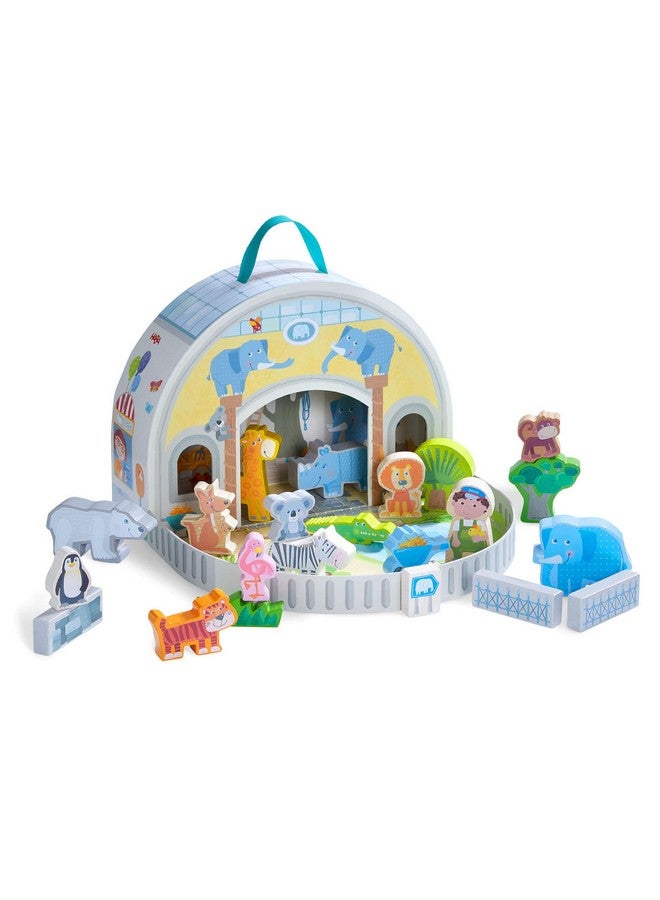 HABA Wooden Animal Playset - Play World at The Zoo, STEM Educational Toy with Zoo Animals & Accessories, Preschool Learning Toy for Ages 2+, Made in Germany - Image 1