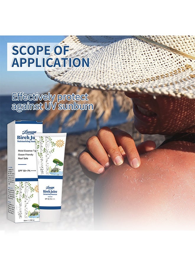 LUNOON Birch Juice Moisturizing Sunscreen, Face Sunscreen Moisturizer, Korean Skin Care Facial Sunscreen, UV Defense, for Women & Men All Skin Types - Image 2