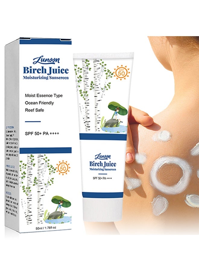 LUNOON Birch Juice Moisturizing Sunscreen, Face Sunscreen Moisturizer, Korean Skin Care Facial Sunscreen, UV Defense, for Women & Men All Skin Types - Image 1