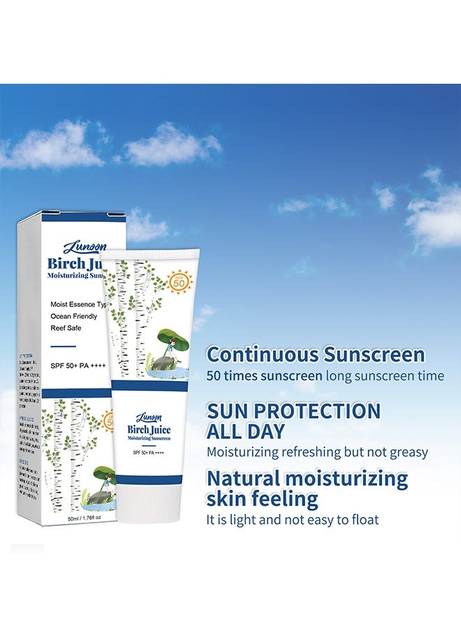 LUNOON Birch Juice Moisturizing Sunscreen, Face Sunscreen Moisturizer, Korean Skin Care Facial Sunscreen, UV Defense, for Women & Men All Skin Types - Image 4