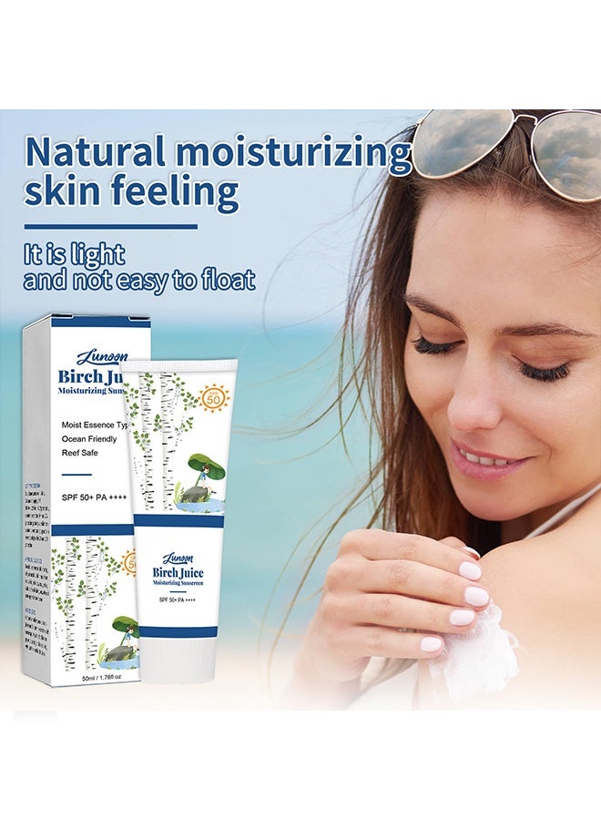 LUNOON Birch Juice Moisturizing Sunscreen, Face Sunscreen Moisturizer, Korean Skin Care Facial Sunscreen, UV Defense, for Women & Men All Skin Types - Image 3