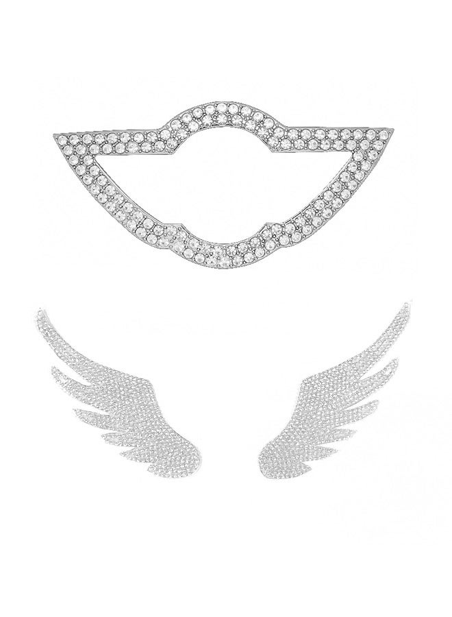 Generic Diamond Car Steering Wheel Logo Caps Diamond Wings for mini Car Decoration - Image 1