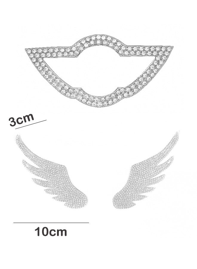 Generic Diamond Car Steering Wheel Logo Caps Diamond Wings for mini Car Decoration - Image 2