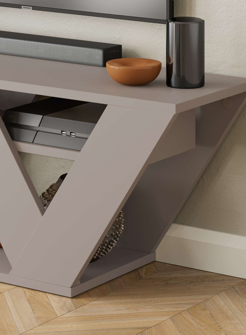 Mourah Home Pipralla Modern Tv Stand Up To 50 Inches Tvs | Modern Tv Units For Living Room | 2Tier Shelf Wooden Storage Cabinet | 110X30X40 Cm (Light Mocha) - Image 3