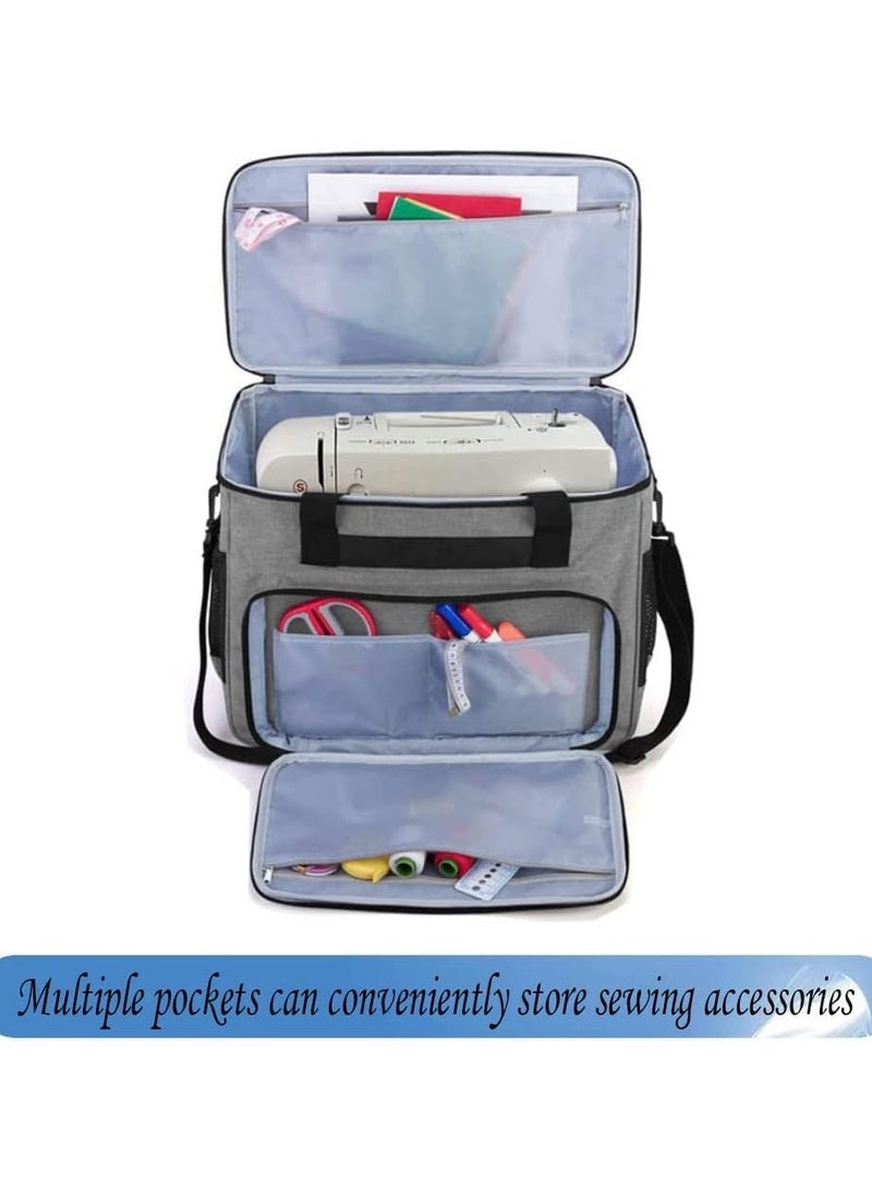 general Rolling Sewing Machine Carrying Case,Universal Oxford Fabric Carry Tote Bag with Shoulder Strap,Portable Padded Storage Dust Cover with Pockets for Sewing Machine and Accessories - Image 4
