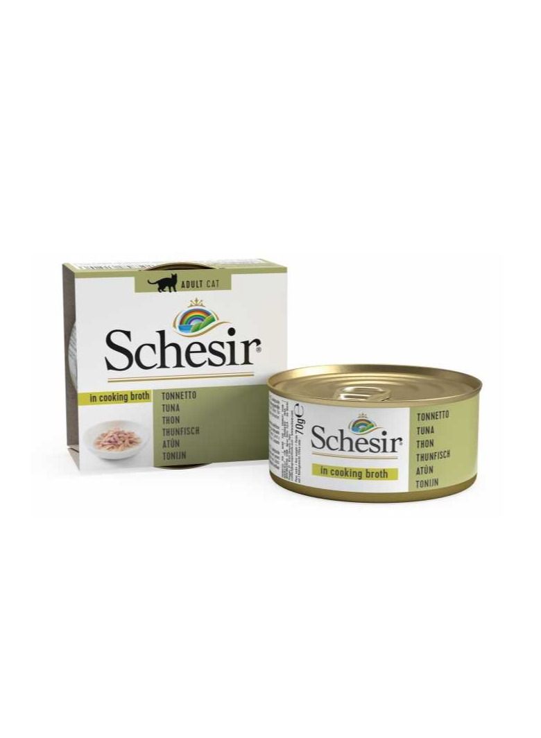 Schesir Cat Can Broth-Wet Food Tuna 70 G 14PC  - Image 1