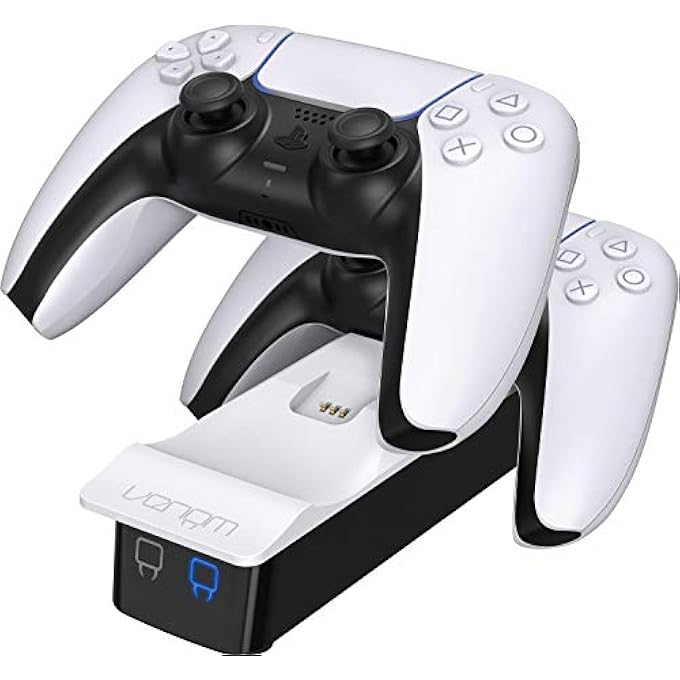 rayihni VS5001 PACK OF 100 PS5 CONTROLLER TWIN DOCKING STATION - WHITE, USB - Image 2