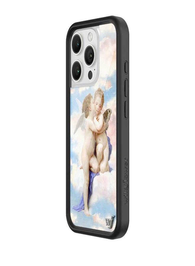 Wildflower Cases - Angels, Compatible with Apple iPhone 16 Pro | Baby Coquette Girl Cherub Blue White Y2K Cute Trendy - Protective Black Bumper, 4ft Drop Test Certified, Women Owned Small Business - Image 2