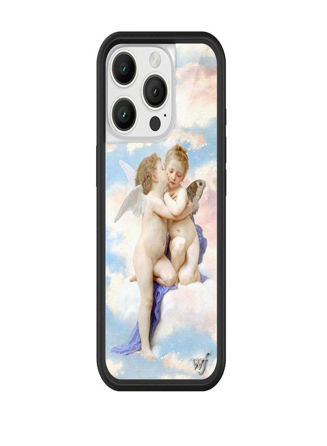 Wildflower Cases - Angels, Compatible with Apple iPhone 16 Pro | Baby Coquette Girl Cherub Blue White Y2K Cute Trendy - Protective Black Bumper, 4ft Drop Test Certified, Women Owned Small Business - Image 1
