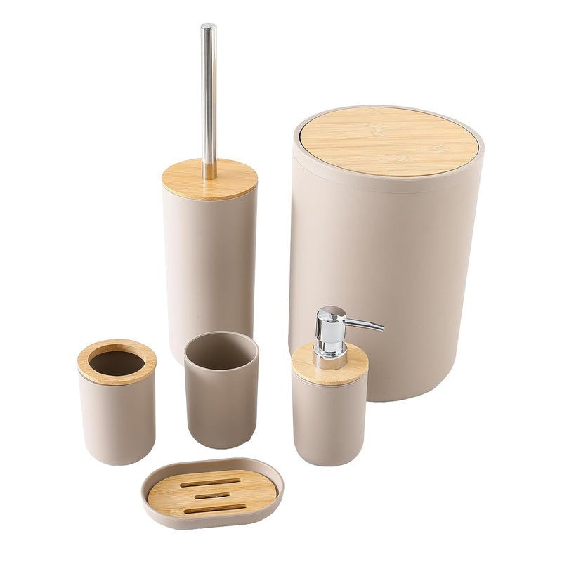 Kuber Industries 6 Pcs Bathroom Accessories Set | Toilet Brush Holder, Soap Dish, Mouth Wash Cup, Toothbrush Holder, Soap Dispenser & Dustbin for Home Kitchen & Bathroom Essential - Image 2