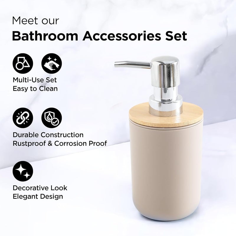 Kuber Industries 6 Pcs Bathroom Accessories Set | Toilet Brush Holder, Soap Dish, Mouth Wash Cup, Toothbrush Holder, Soap Dispenser & Dustbin for Home Kitchen & Bathroom Essential - Image 3