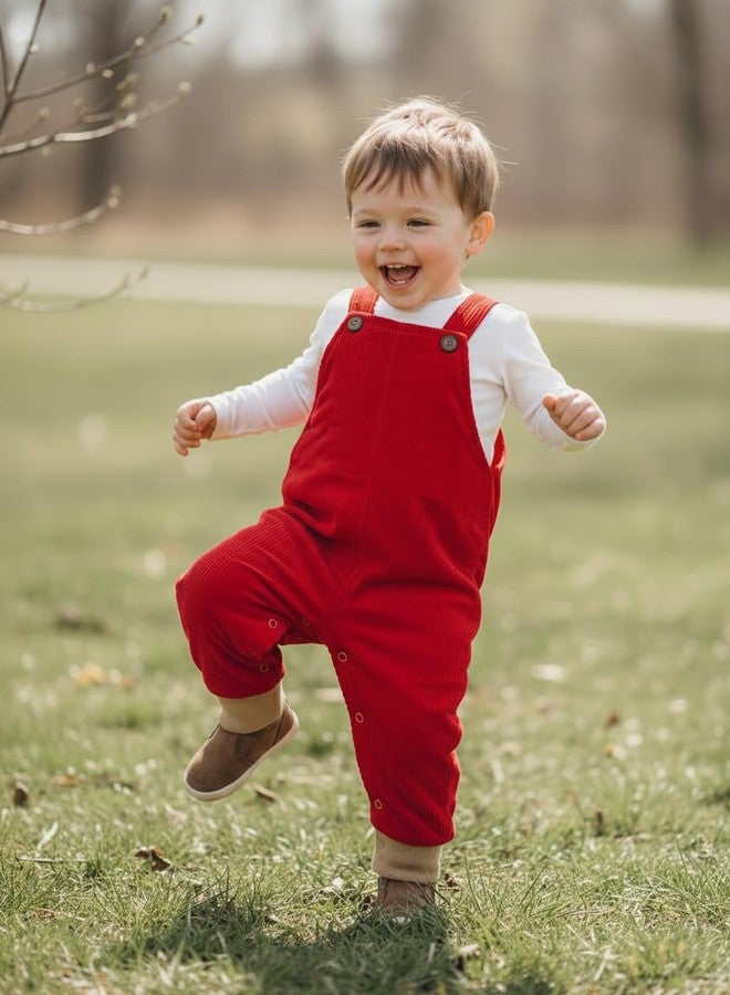 Volunboy Baby Boys Corduroy Overalls Kids Bib Pants Suspender Trousers Toddler Strap Jumpsuit Bottom Outfit (Red, 18-24 Months) - Image 3