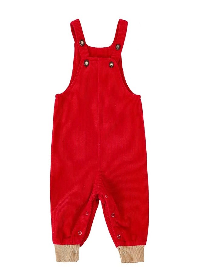 Volunboy Baby Boys Corduroy Overalls Kids Bib Pants Suspender Trousers Toddler Strap Jumpsuit Bottom Outfit (Red, 18-24 Months) - Image 1