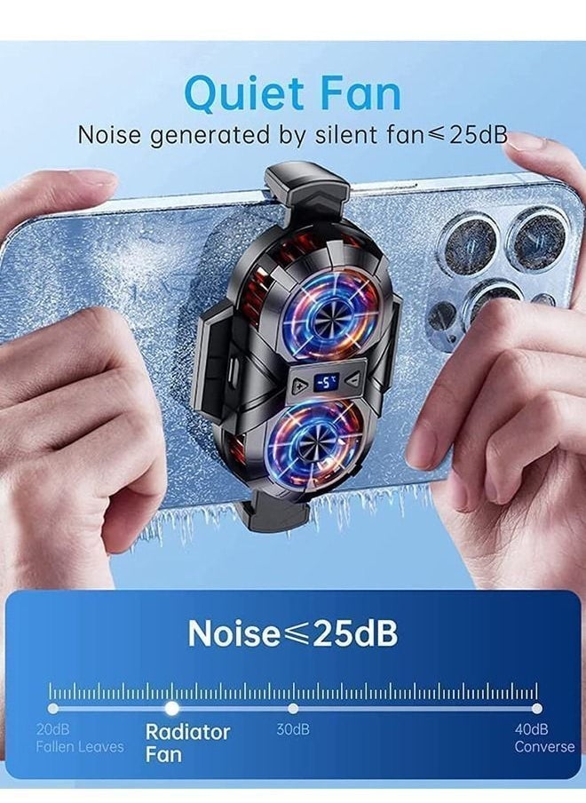Semi Conductor Phone Cooler, Cellphone Radiator with Powerful Dual Cooling Chip,5500RPM,Fit for Gaming, Video Streaming, Suitable from 2.7 to 3.6 Inches Width,Black - Image 2